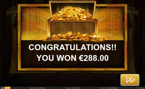 Cleopatra's Riches Big Bonus Slots Free Spins total payout is 288.00