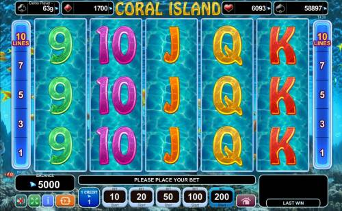 Coral Island Big Bonus Slots Main Game Board