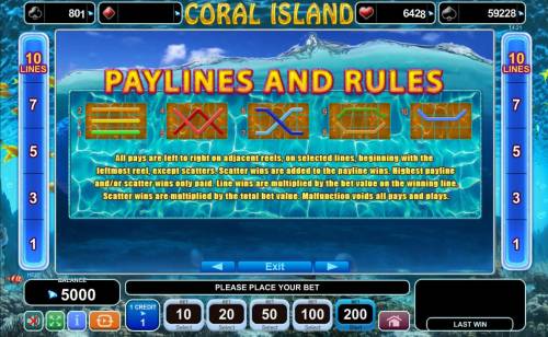 Coral Island Big Bonus Slots Paylines 1-10