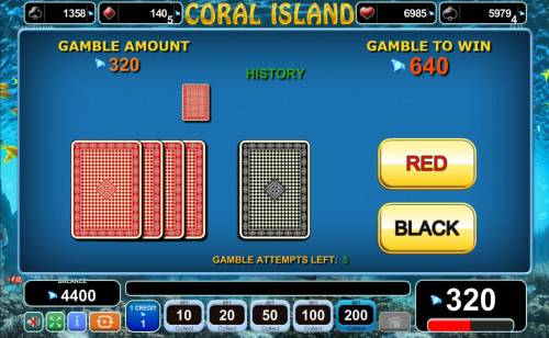 Coral Island Big Bonus Slots Gamble Feature Game Board
