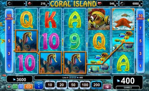 Coral Island Big Bonus Slots A winning Three of a Kind.
