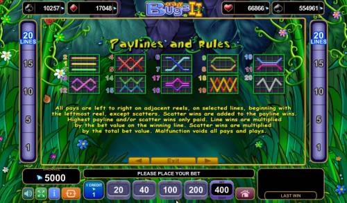 Crazy Bugs II Big Bonus Slots Paylines 1-20
