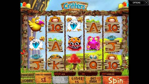 Critters Big Bonus Slots Main Game Board