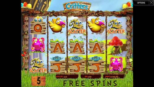 Critters Big Bonus Slots Free Spins Game Board