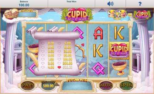 Cupid Wild at Heart Big Bonus Slots Click on the Total Bet arrow to select an available betting option.