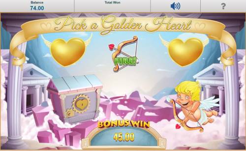Cupid Wild at Heart Big Bonus Slots Select 1 of 3 golden hearts hearts. When a bow and arrow is revealed Cupid will shoot his arrow into the treasure chest, thus unlocking it and revealing a cash prize.