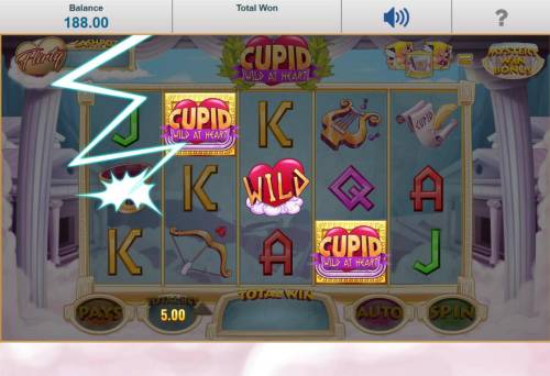 Cupid Wild at Heart Big Bonus Slots Love Struck Winspin randomly changes symbols into wilds.