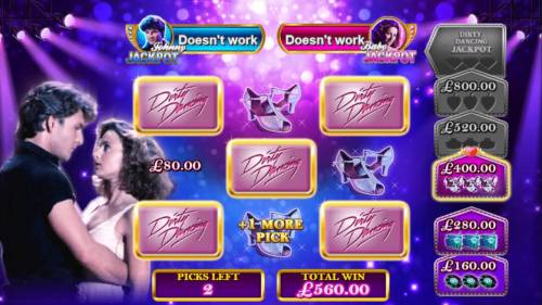 Dirty Dancing Big Bonus Slots Three bonus stages completed and three to go.