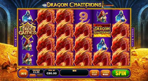 Dragon Champions Big Bonus Slots Main Game Board
