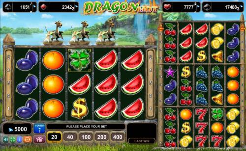Dragon Hot Big Bonus Slots Main Game Board