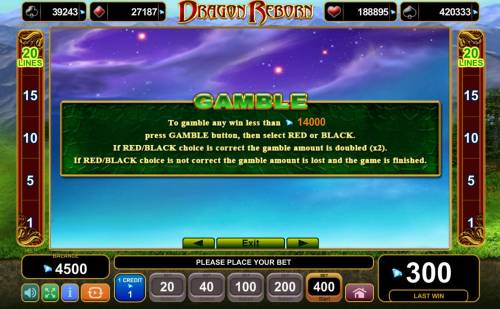 Dragon Reborn Big Bonus Slots Gamble Feature Rules