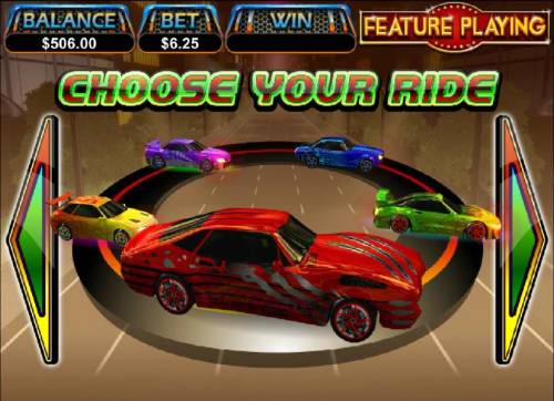 Dream Run Big Bonus Slots choose your ride from one of four colored cars