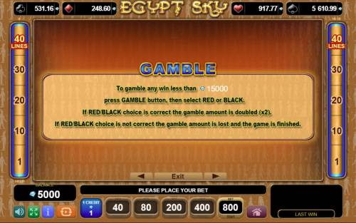 Egypt Sky Big Bonus Slots Gamble Feature Rules