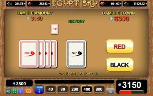 Egypt Sky Big Bonus Slots Red or Black Gamble feature