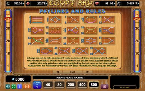 Egypt Sky Big Bonus Slots General Game Rules