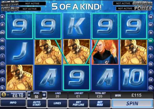 Fantastic 4 Big Bonus Slots here is an example of a 5 of a kind winning combination