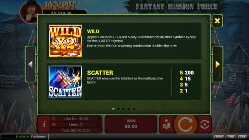 Fantasy Mission Force Big Bonus Slots Wild and Scatter Symbol Rules