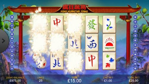 Feng Kuang Ma Jiang Big Bonus Slots Winning symbol explode and are repalced with new symbols.