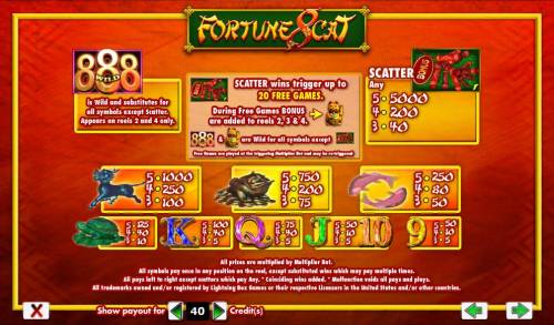 Fortune 8 Cat Big Bonus Slots wild, scatter game symbols paytable