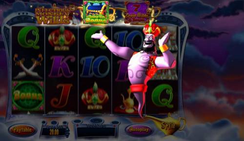 Genie Jackpots Big Bonus Slots Selection reveals the Mystery Win Bonus.