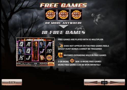 Ghost Rider Big Bonus Slots 3 ghost rider symbols or more anywhere triggers 10 free games