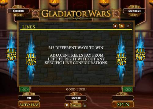 Gladiator Wars Big Bonus Slots 243 Ways to Win