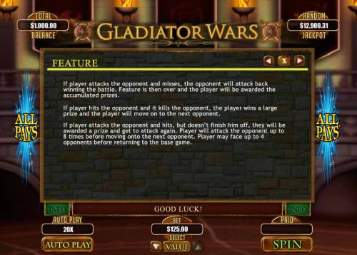 Gladiator Wars Big Bonus Slots Free Spins Rules