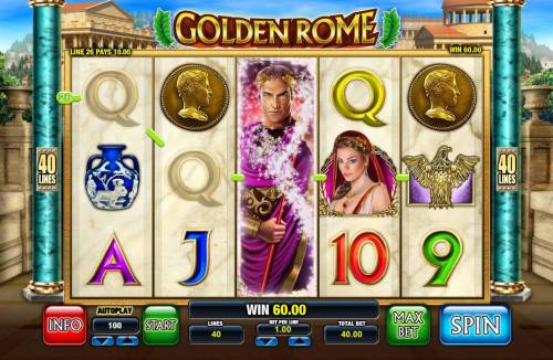 Golden Rome Big Bonus Slots Stacked wilds triggers multiple winning paylines