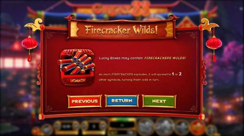 Great 88 Big Bonus Slots Lucky Boxes may contain Firecrackers Wilds! As each firecracker explodes, it will spread to 1 or 2 other symbols, turning them wild in trun.