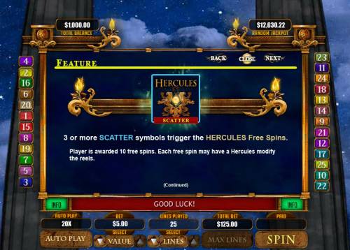 Hercules the Immortal Big Bonus Slots Free Spins Rules