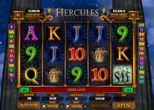 Hercules the Immortal Big Bonus Slots Main Game Board