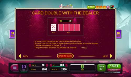Jewels Big Bonus Slots Card Double with the Dealer Rules