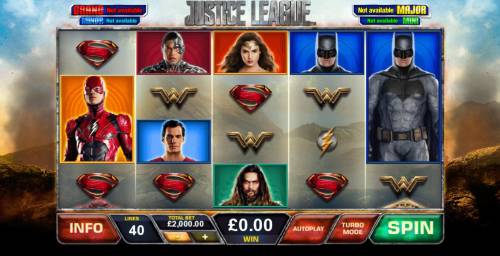 Justice League Big Bonus Slots Main Game Board