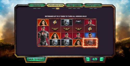 Justice League Big Bonus Slots Super Hero Respin Rules - Continued