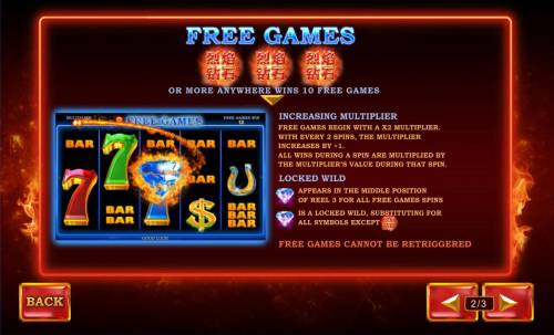Lie Yan Zuan Shi Big Bonus Slots Free Games Bonus Rules - Three or more scatter symbols anywhere wins 10 free games.