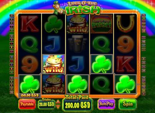 Luck O' the Irish Big Bonus Slots A winning Five of a Kind.