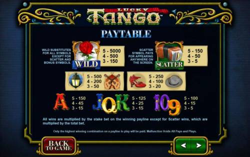 Lucky Tango Big Bonus Slots slot game symbols paytable