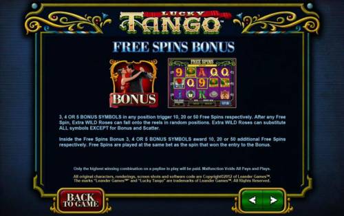 Lucky Tango Big Bonus Slots free spins bonus feature rules