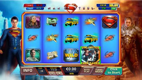 Superman Man of Steel Big Bonus Slots The colliding of the Superman wild and General Zod wild symbols triggers the Battle for Earth unlimited free games feature.