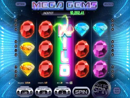 Mega Gems Big Bonus Slots Expanding wild triggers multiple winning paylines for a big win!