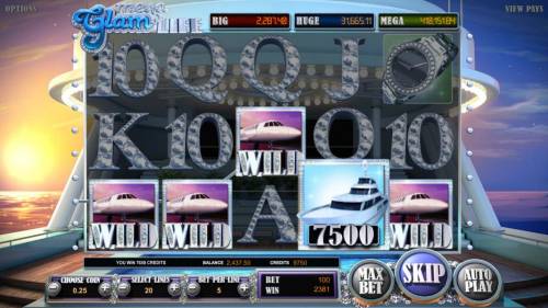 Mega Glam Life Big Bonus Slots Multiple winning paylines triggers a 2,381 coin mega win!