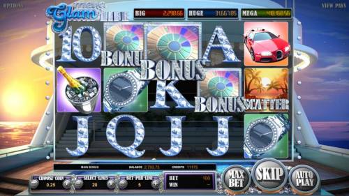 Mega Glam Life Big Bonus Slots Three bonus symbols triggers money wheel