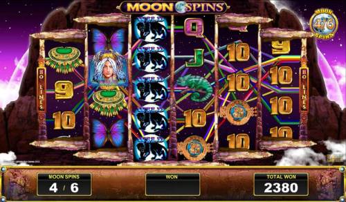 Moon Temple Big Bonus Slots Panther wild symbols combine for a big win during the moon spins feature
