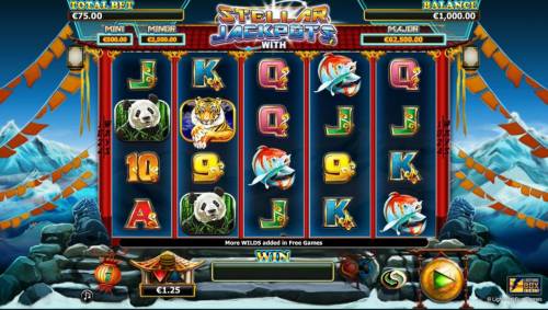 More Monkeys Big Bonus Slots Main game board featuring five reels and 1024 winning combinations with a Jackpot max payout