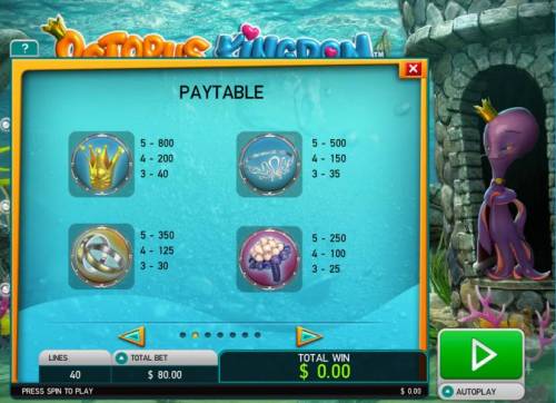 Octopus Kingdom Big Bonus Slots High value slot game symbols paytable