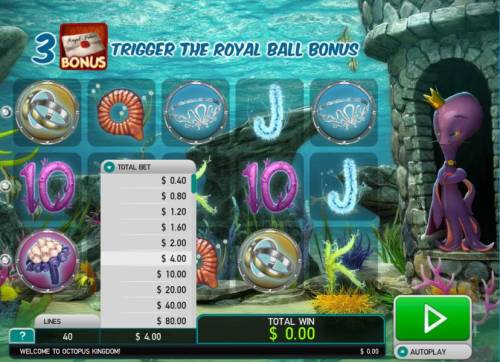 Octopus Kingdom Big Bonus Slots Click on total Bet to select your bet level.