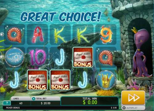 Octopus Kingdom Big Bonus Slots Three bonus symbols triggers the Royal Ball Bonus game.
