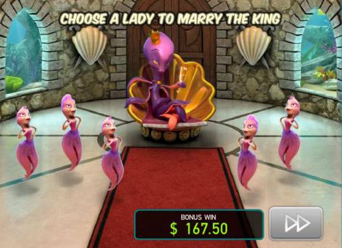 Octopus Kingdom Big Bonus Slots Choose a lady to marry the King.