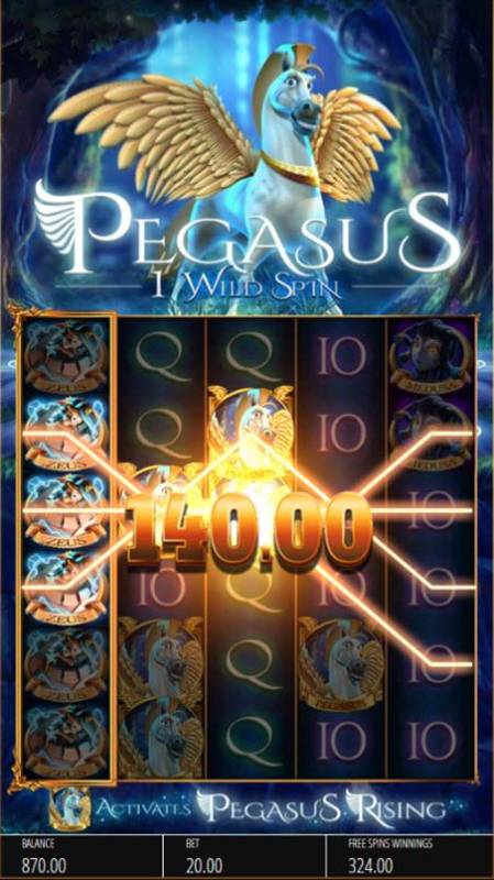 Pegasus Rising Big Bonus Slots Multiple winning paylines triggers a big win!
