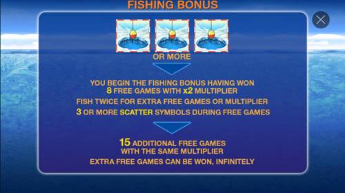 Penguin Vacation Big Bonus Slots Three or more ice fishing hole scatters triggers the Fishing Bonus game.